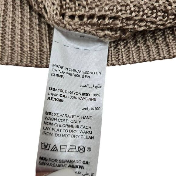 Chico's Sweater Womens Medium Beige Knit Fringed 100% Rayon Drape Front Cardigan - Picture 7 of 8